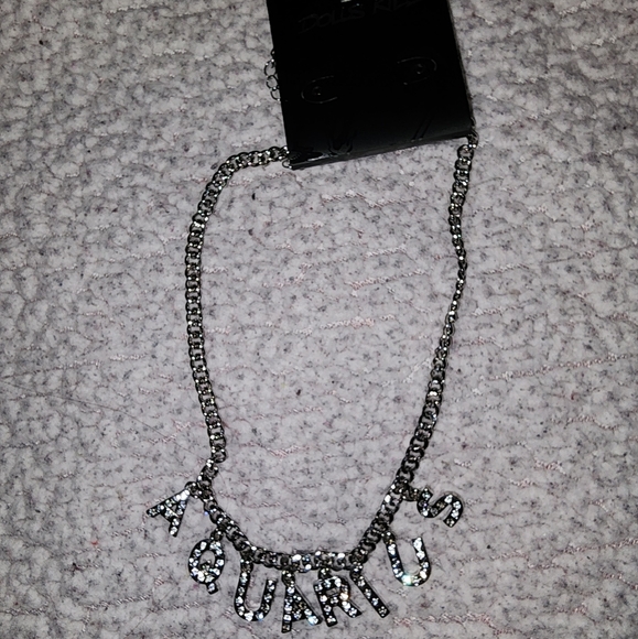 NWT Dolls Kill Aquarius Rhinestone Charm Syle Necklace - Picture 3 of 4